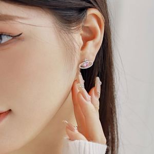 Dylam Best Valentine Days Gift Tiny Hypoallergenic S925 <b>Silver</b> Heart Shape Planet Star 5A Zirconia <b>Stud</b> <b>Earrings</b> - Product Image 3