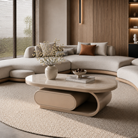 Table basse moderne en marbre ovale, durable, avec cadre en bois écologique, de style minimaliste et luxueux, avec tiroir de rangement, pour salon et appartement