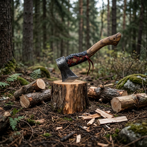 Hacha Vikinga Industrial de Acero al Carbono con Mango de Madera para Camping, Supervivencia, Corte de Leña, Caza, Bricolaje y Uso Táctico - Product Image 3