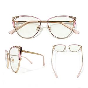 مصنع نظارات معدنية بالجملة، تصميم عصري للنساء، تصميم متعدد الألوان بالماس، نظارات للقراءة مضادة للضوء الأزرق - Product Image 6