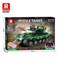 Reobrix 55027 1449 Parça RC Füze Tankı Yapım Seti, 2.4GHz RC, Bluetooth Uygulama Kontrolü ve LED Işıklar, Askeri Zırh Modeli