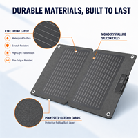 Panneau solaire pliable noir 20W, chargeur portable modèle US-S005, 23% d'efficacité élevée, ETFE avec sortie USB-C DC pour le camping en plein air