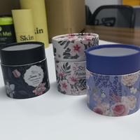 Boîte cylindrique rigide en papier kraft recyclable et écologique personnalisée avec gaufrage, fermeture magnétique et doublure en éponge pour poudre libre