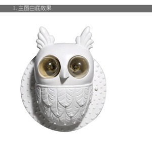 Lampe murale en résine de style européen américain en forme de hibou pour la maison, design créatif pour la chambre à coucher, le couloir, l'entrée de l'hôtel, la chambre d'amis, la table de chevet - Product Image 2