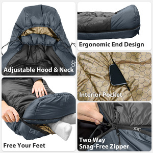 Saco de Dormir Tipo Momia GearTop 210x82cm para Clima Frío, para Exteriores, para Adultos, de Poliéster Ecológico - Product Image 4