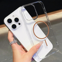Étui de chargement sans fil magnétique transparent rigide pour iPhone 12 13 14 15 16 Pro Max Plus, coque arrière transparente, accessoire CHAOYIDINA