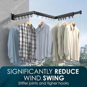 High Quality Foldable Clothes Hangers <b>Wall</b> Mounted Expandable Laundry Clothes Drying <b>Rack</b> Space Saver Clothes <b>Rack</b> for Balcony - Product Image 3