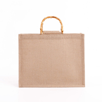 Sac fourre-tout en jute biodégradable et écologique avec logo personnalisé, poignée en bambou – Réutilisable pour cadeaux de demoiselles d'honneur, emballage de bougies, artisanat, plage