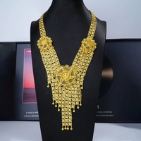 Kalung Rumbai Mawar Berlapis Emas 24K untuk Wanita, Rantai Klavikula Hip-hop Barat Kelas Atas, Perhiasan Fashion Mewah Ringan