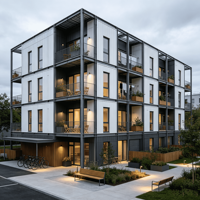 Solutions de construction de bâtiments d'appartements préfabriqués à plusieurs étages en structure acier, bâtiments d'appartements préfabriqués à ossature acier