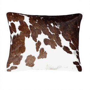Square cowhide Pillow 20x20in Crocodile Pattern Brown with Black Corners and Studs Home Decor - Product Image 1