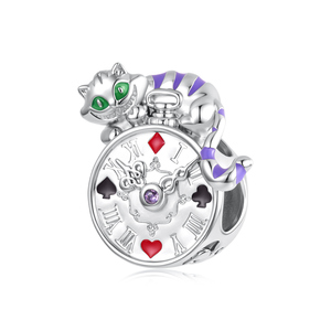 Colgante con diseño del Gato de Cheshire, chapado en plata, con incrustaciones de amatista, para regalo unisex - Product Image 1