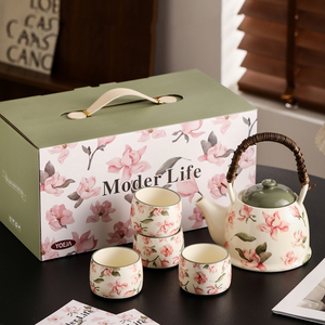 Modern Gift Box Tea <b>Set</b> Floral Ceramic <b>Teapot</b> with Tea Cups Women Tea Party <b>Set</b> for 4 - Product Image 3