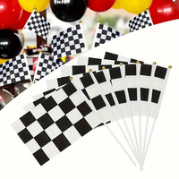Vente chaude à carreaux noir et blanc bâton de course drapeau petit Mini drapeaux de voiture de course tenus dans la main décorations de fête drapeaux