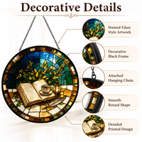 Attrape-soleil décoratif en verre peint, panneau mural suspendu, vitrail de Noël, décoration de fenêtre