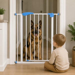 Barrière de sécurité réglable en fer et ABS de haute qualité pour bébés, chats et chiens, avec fixation par bouton-pression pour escaliers et portes - Product Image 1