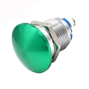 16MM Momentary Metal Mushroom Head Push Button Switch Waterproof IP65 SPST (ON)-Off 1NO 3A 250V With Screw Terminal