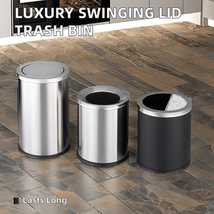 5l אחסון דלי פתוח העליון גל פח אשפה עם כיסוי מתנדנד ללא מכסה אשפה - Product Image 3