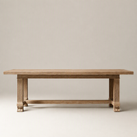 Table à manger de luxe en bois massif avec pieds cannelés architecturaux, table rectangulaire en bois pour hôtel, villa, salle à manger, ensemble de meubles