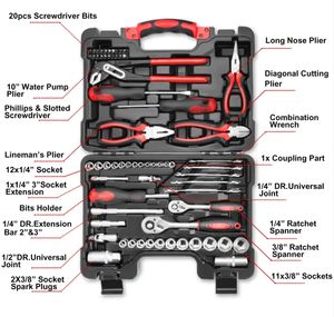 Ensemble d'outils ménagers de 65 pièces pour la réparation automobile, boîte à clés - Product Image 2