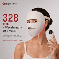 Masque facial LED 3D Magique Power 660nm 850nm, masque de traitement facial 4 couleurs, masque de luminothérapie LED rouge