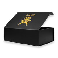 Boîte Cadeau Pliante Personnalisée en Carton Noir de Luxe pour Chaussures, Emballage Aimanté avec Rabat Magnétique Triangulaire