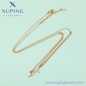 44181 xuping Fashionable <strong>Double</strong> Chains <strong>Necklace</strong>, Magnet 18k <strong>Gold</strong> Cross Pendant <strong>Necklace</strong> Jewelry for Women - Product Image 5