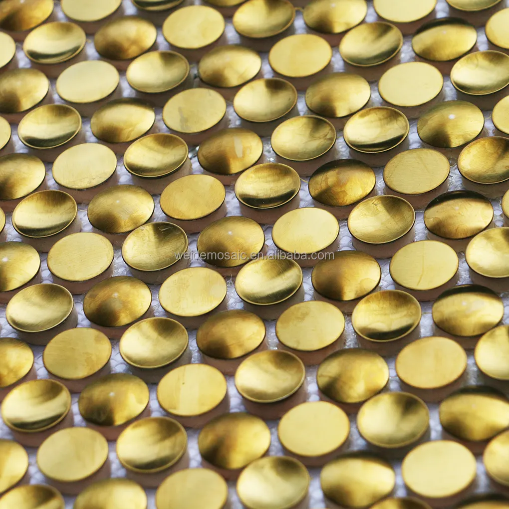 Stile Ultra moderno circolare oro in acciaio inossidabile decorazione della parete del ristorante piastrelle decorative in metallo tessere di mosaico