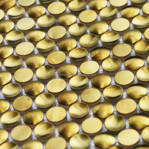 Estilo ultra moderno circular oro Acero inoxidable mosaico decoración de la pared restaurante azulejos decorativos azulejos de mosaico de metal