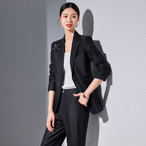 Women's Professional Suit Set Solid Color Polyester Anti-Wrinkle Work Commuting Formal Wear - Product Image 4