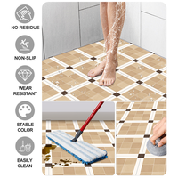 Nouveauté : Panneaux de revêtement de sol en PVC imitation céramique carrée, forte adhérence, sans résidu, autocollants de carrelage pour sol