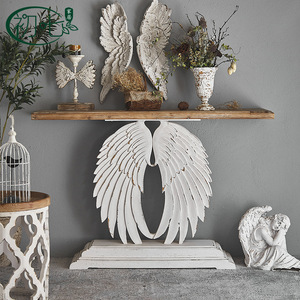 Console <b>Table</b> Solid Wood Carved Handmade <b>Wall</b> Mounted Entryway Living Room Storage Rack Wedding Decor - Product Image 5