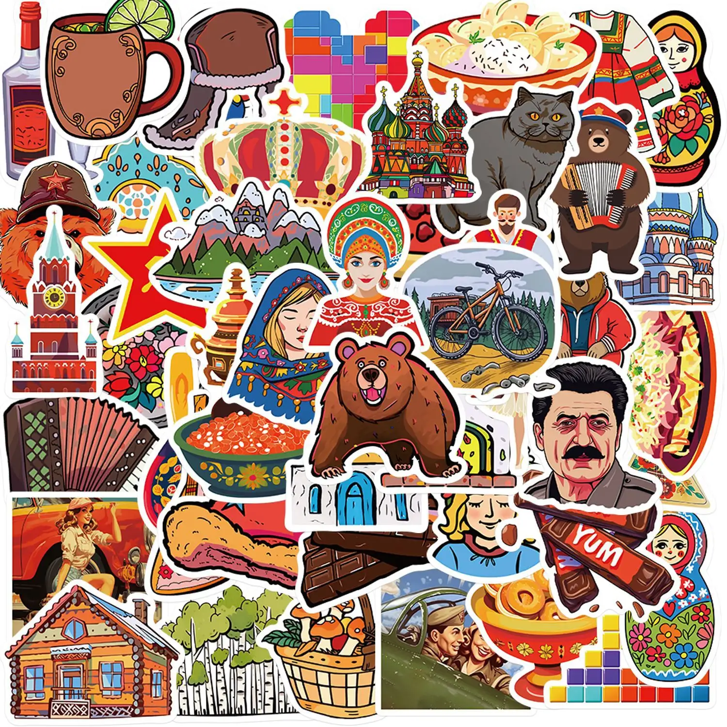 50 Stuks Cool Russische Cultuur Logo Graffiti Sticker Voor Reizen Cadeau Telefoon Laptop Fles Vinyl Rusland Stickers