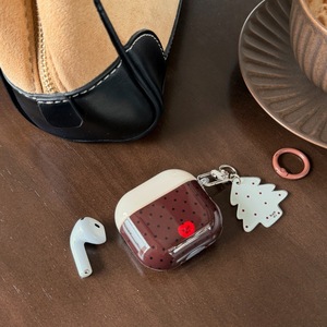 BP013 Funda Simple para Auriculares Apple <span class=keywords><strong>AirPods</strong></span> de 4ª/<span class=keywords><strong>3</strong></span>ª Generación con Diseño de Corazón y Puntos Negros sobre Fondo Marrón - Product Image 4