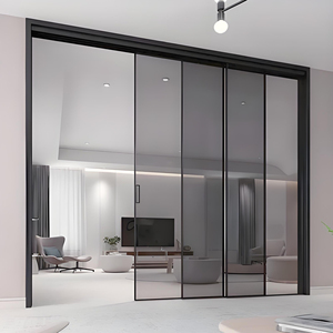 <span class=keywords><strong>Porta</strong></span> Scorrevole in Alluminio a Tre <span class=keywords><strong>Ante</strong></span> con Telaio Sottile Moderno e Minimalista per Ville, Hotel, Uffici e Partizioni - Product Image 6