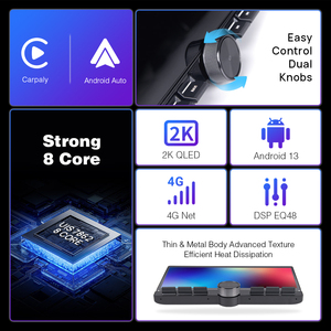 2K Qled Núm Duy Nhất Âm Thanh Xe Hơi Stereo 10 "11.5" 13 "Kim Cương Màn Hình Cảm Ứng Định Vị Toàn Cầu Hệ Thống Android Đài Phát Thanh Xe Cho Máy Nghe Nhạc DVD - Product Image 2