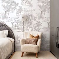 Wallpaper Dinding Motif Hewan Safari Hijau Vintage, Wallpaper Botani Hutan, Seni Art Deco, Dekorasi Rumah yang Dapat Disesuaikan, Kamar Tidur