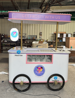 Chariot mobile personnalisé pour glaces et bâtonnets, chariot commercial réfrigéré pour la présentation de gelato, chariot de vente alimentaire avec auvent lumineux et évier