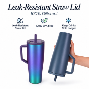 Gobelet isotherme en acier inoxydable 40oz avec paille et couvercle, design moderne dégradé violet pour l'extérieur - Product Image 6