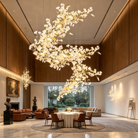 Lustre personnalisé BGST en forme de feuille, longs luminaires suspendus, style nordique créatif, en céramique dorée, feuille de Ginkgo, lustre de luxe