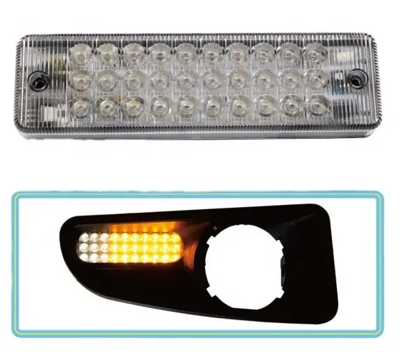 12v 24v amber and white LED head bull bar light for truck trailers 30 LEDs daytime running light with e-mark approval IP67