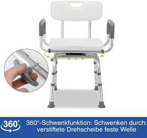 Silla de baño giratoria desmontable sin herramientas Silla de ducha giratoria de 360 ° para ancianos - Product Image 4