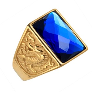 Anillo de Eternidad Unisex Estilo <span class=keywords><strong>Punk</strong></span> con Bisel de Ágata Multicolor Chapado en Oro sobre Acero Inoxidable - Product Image 2