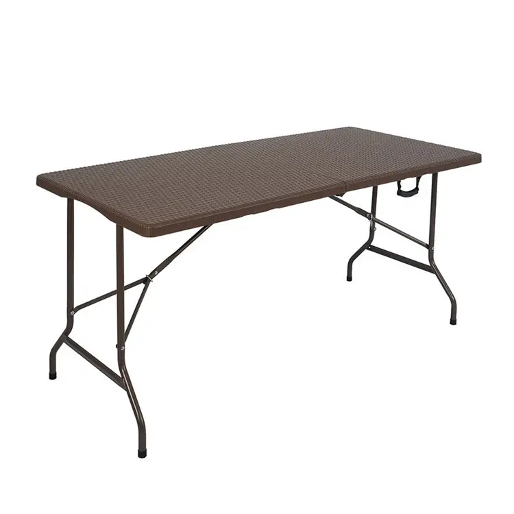 등나무 정원 취사 테이블 5FT 152CM 야외 HDPE 플라스틱 접이식 테이블 스틸 튜브 파티오 발코니 테이블