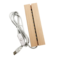 Support de base en bois carré de haute qualité pour éclairage LED, veilleuse, lampe LED 3D, alimenté par USB, base en bois pour acrylique DIY