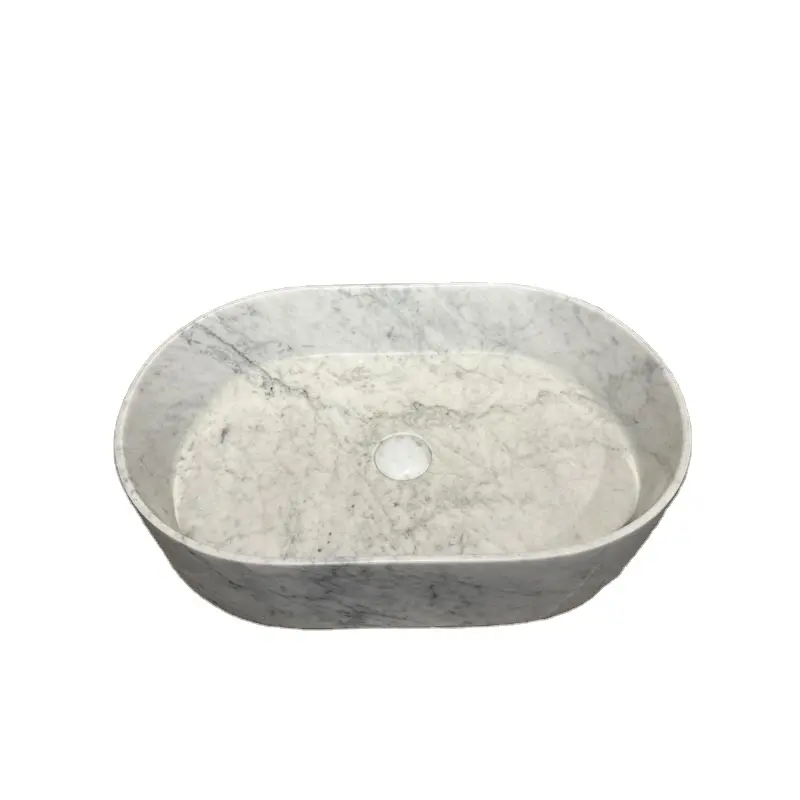 KINGS-WING Carrara Tamaño del fregadero del recipiente ovalado de mármol blanco para lavabo de 55*37*13 cm modelo de entrega rápida D16
