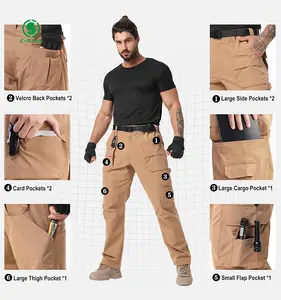 Celana taktis pria, celana kerja elastis anti air pria, celana kerja mendaki ringan