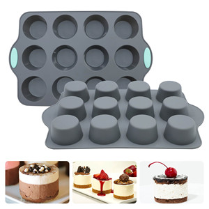 Nhị sắc 12-cup <span class=keywords><strong>Mini</strong></span> <span class=keywords><strong>Muffin</strong></span> Pan hiện đại hình vuông thân thiện với môi bakeware bền Silicone Pizza chảo cho nhà giáng sinh nướng - Product Image 6