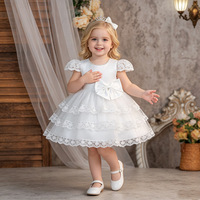 Gaun Putri Anak Meiqiai Eropa dan Amerika, Gaun Putih Mengembang untuk Pesta, Gaun Pengiring Pengantin Bayi Perempuan