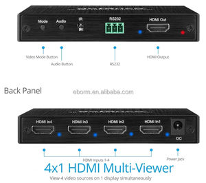 OEM 4x1 <strong>HDMI</strong> Quad Multi-viewer <strong>4</strong> in 1 Out 1080P <strong>HDMI</strong> Multiviewer Seamless Switcher Split Screen 4x1 for Camera PC TV Monitor - Product Image 5